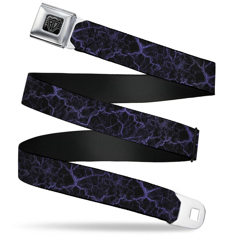 6042 Belt, Seatbelt Buckle Belt, Marble Black Purple, 32 to 52 Inches